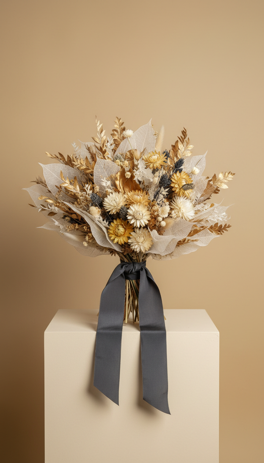 Bouquet de mariée or satiné